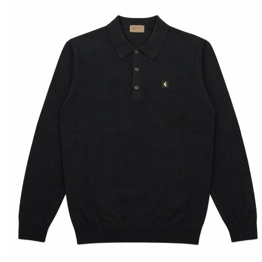 Gabicci Vintage Francesco Black Long sleeve Polo Shirt