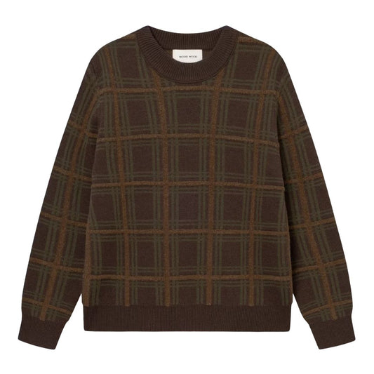 Wood Wood WWVim Brown Check Crewneck