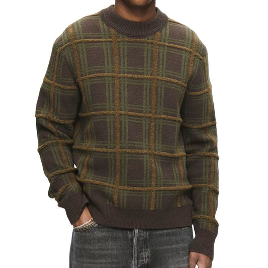 Wood Wood WWVim Brown Check Crewneck