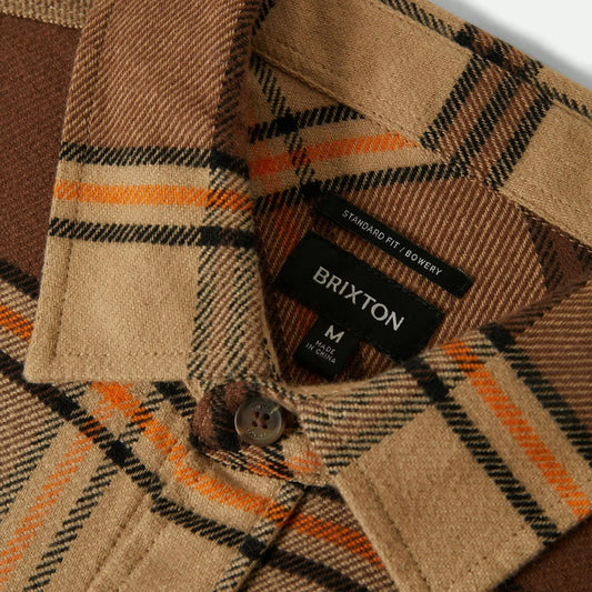 Brixton Sand/Pinecone/Solar Orange Bowery L/S Flannel Shirt image 1