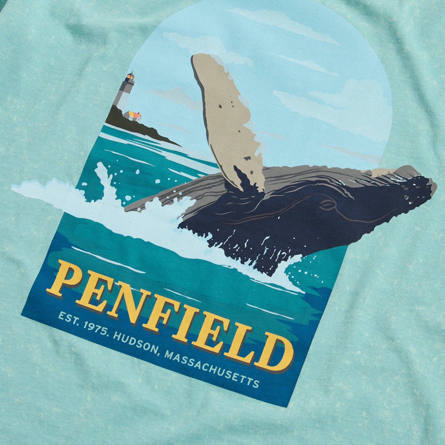 Penfield Dusty Turquoise Whale Scene T-Shirt image 3