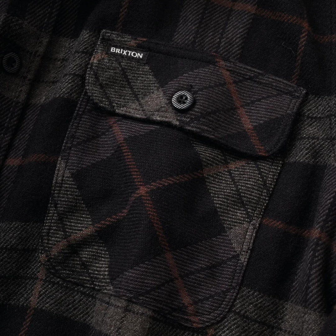 Brixton Black/Charcoal Bowery L/S Flannel Shirt image 1