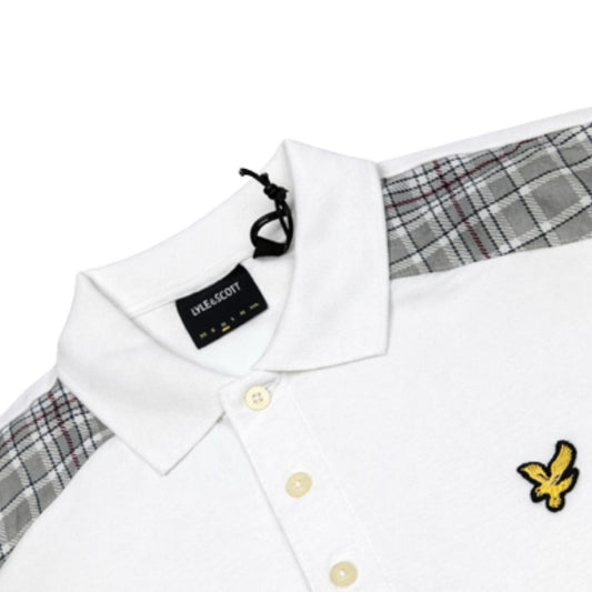 Lyle and Scott Check Panelled Polo Shirt White image 1