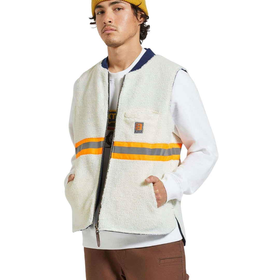 Brixton Rinse Denim/Sherpa Builders Abraham Reversible Vest Gilet image 3