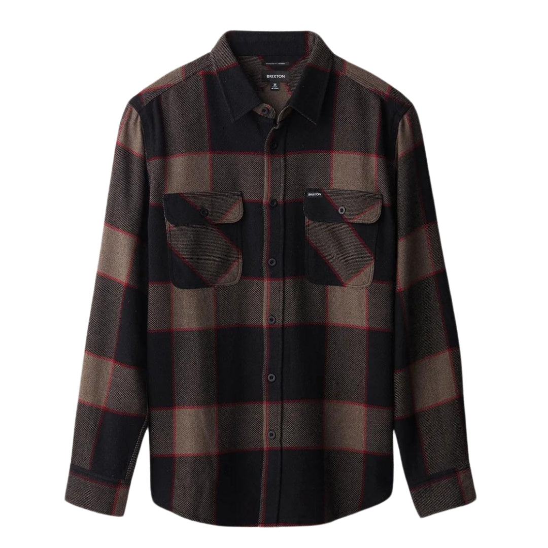 Bowery Heather Grey Charcoal L S Flannel Shirt