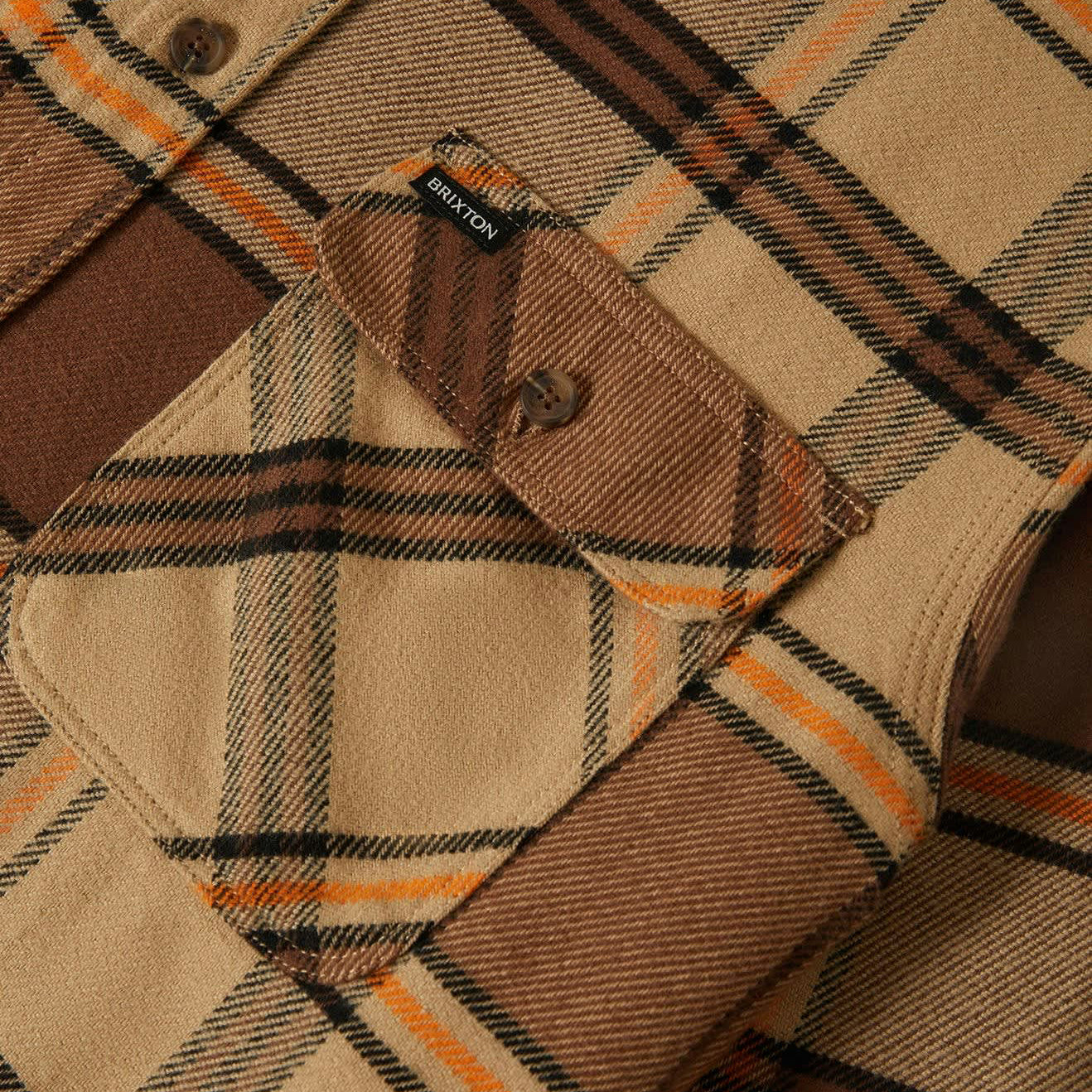 Brixton Sand/Pinecone/Solar Orange Bowery L/S Flannel Shirt image 2