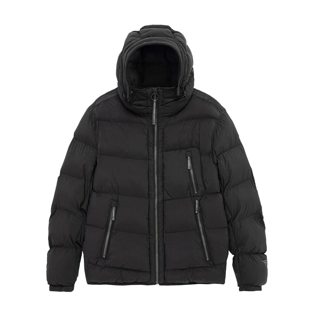 Krakatau Rook Black Hooded Puffer Jacket