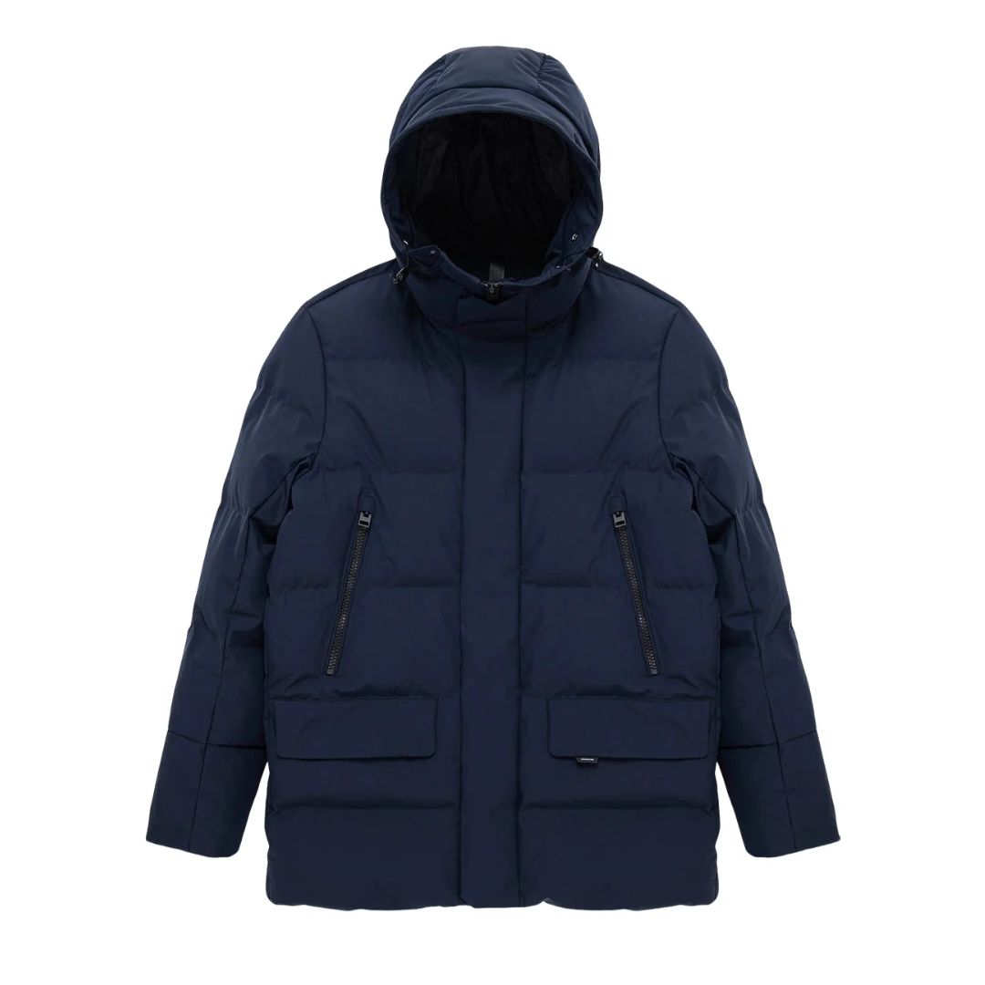Krakatau Navy Cassini Quilted Parka Jacket