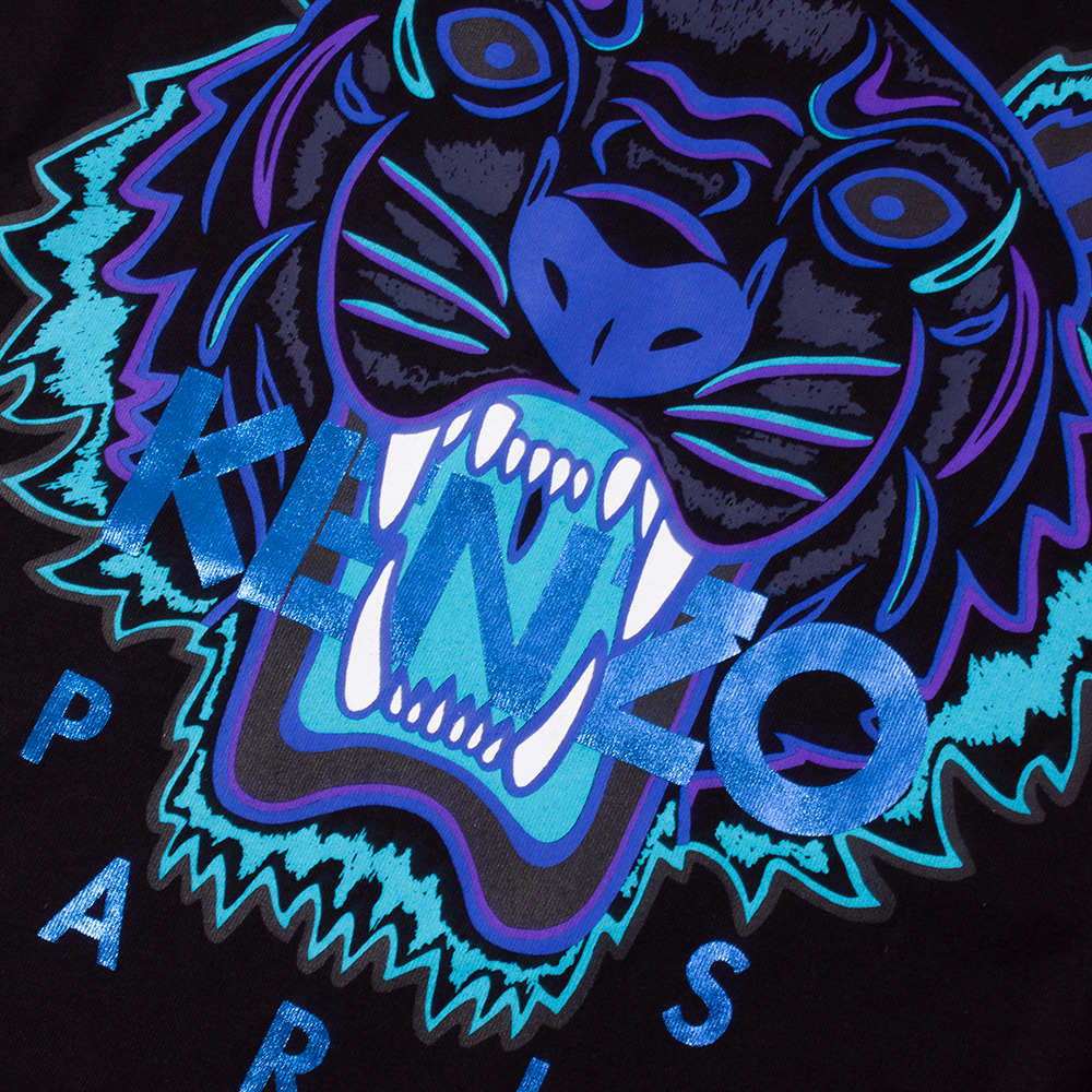 sammenbrud Ny mening Ejendomsret Kenzo Black With Blue foil Tiger Face T-Shirt | Artifacts Apparel