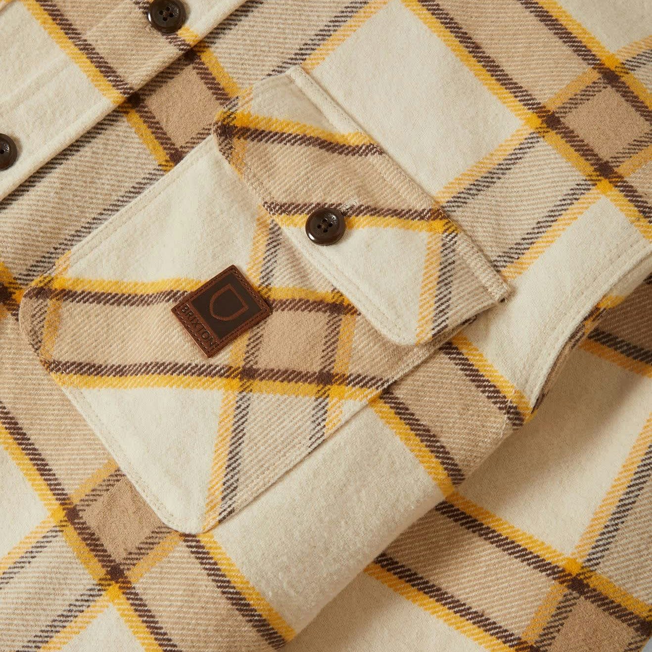 Brixton Bowery White Cap/Pinecone Brown/Saffron Flannel Shirt