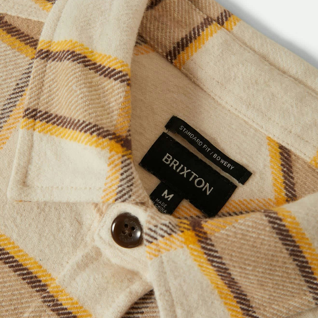 Brixton Bowery White Cap/Pinecone Brown/Saffron Flannel Shirt