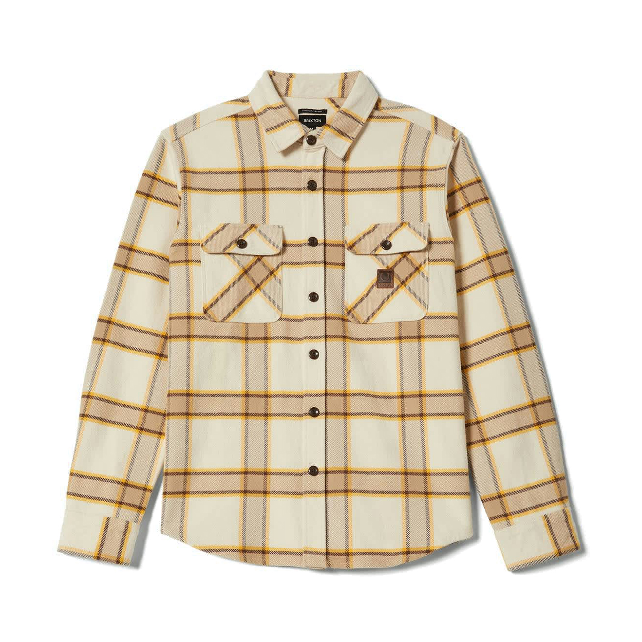 Brixton Bowery White Cap/Pinecone Brown/Saffron Flannel Shirt