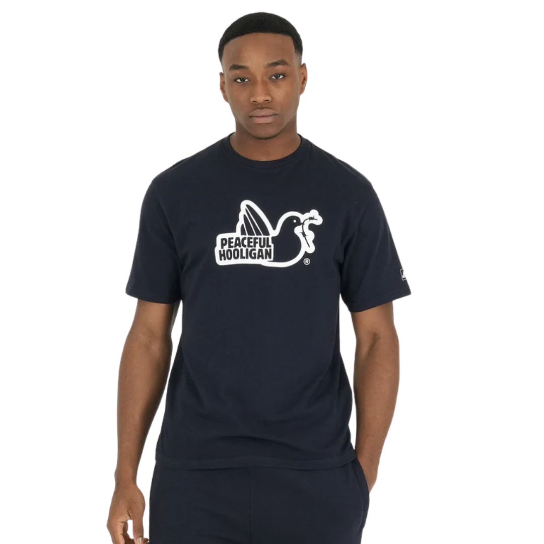 Peaceful Hooligan Navy Outline T-Shirt
