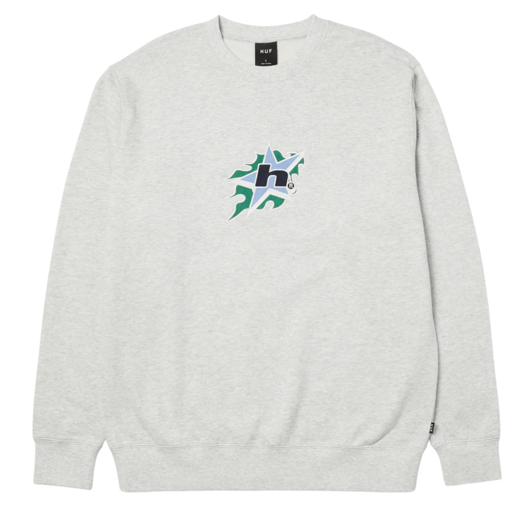 HUF Ash Grey H Bit Crewneck Sweatshirt