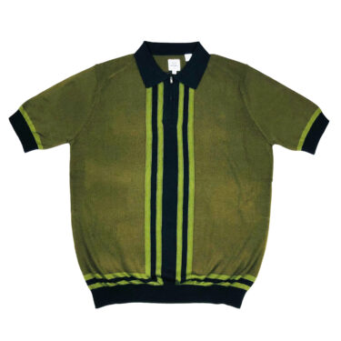 Max N Chester Black/Deep Moss Zip Knitted Polo Shirt