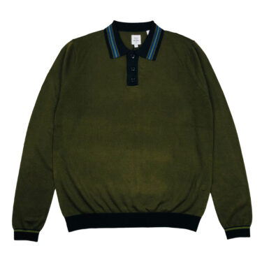 Max N Chester Deep Moss Knitted L/S Polo Shirt