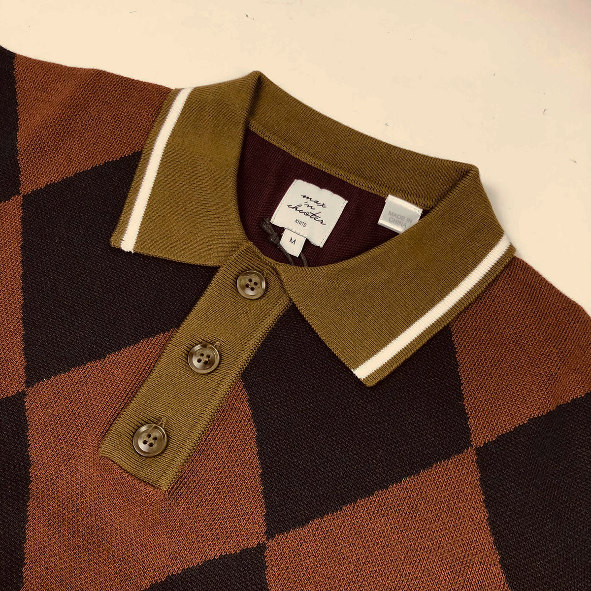 Max N Chester Navy/Deep Moss Knitted Polo Shirt