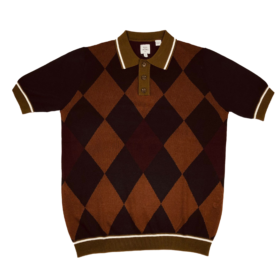 Max N Chester Navy/Deep Moss Knitted Polo Shirt