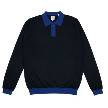 Max N Chester Navy/Mazarine Blue Knitted L/S Polo Shirt