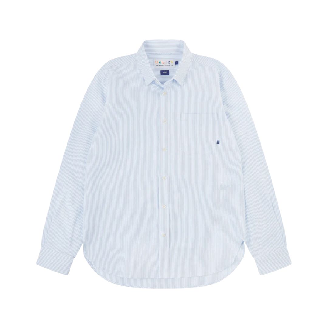 Uskees 6013 Long-Sleeve Oxford shirt Baby Blue Pinstripe