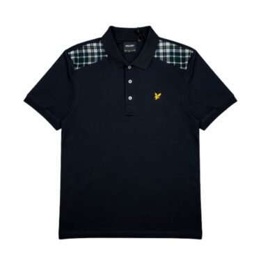 Lyle and Scott Check Panelled Polo Shirt Dark Navy